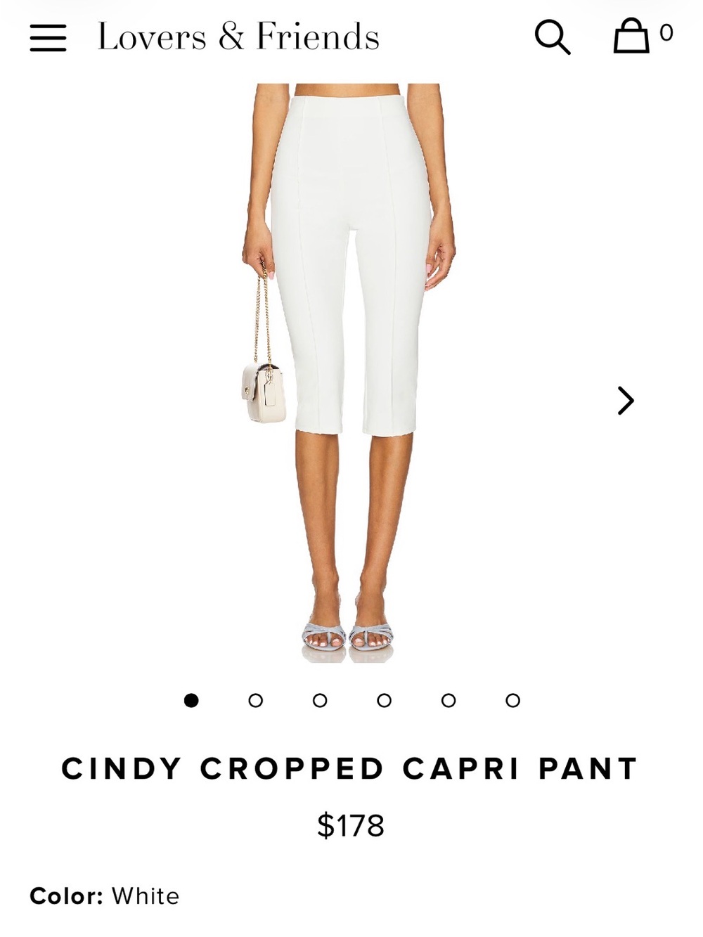 NWT Lovers + Friends White Cropped Capri Pants